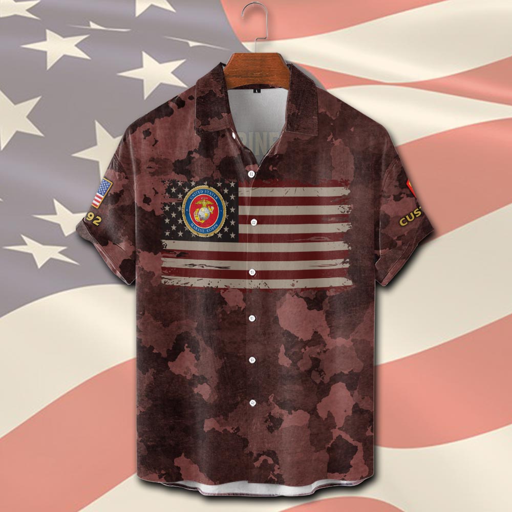 US Marine Corps, I Walked The Walk - Short Sleeve Button Shirt - Image 2