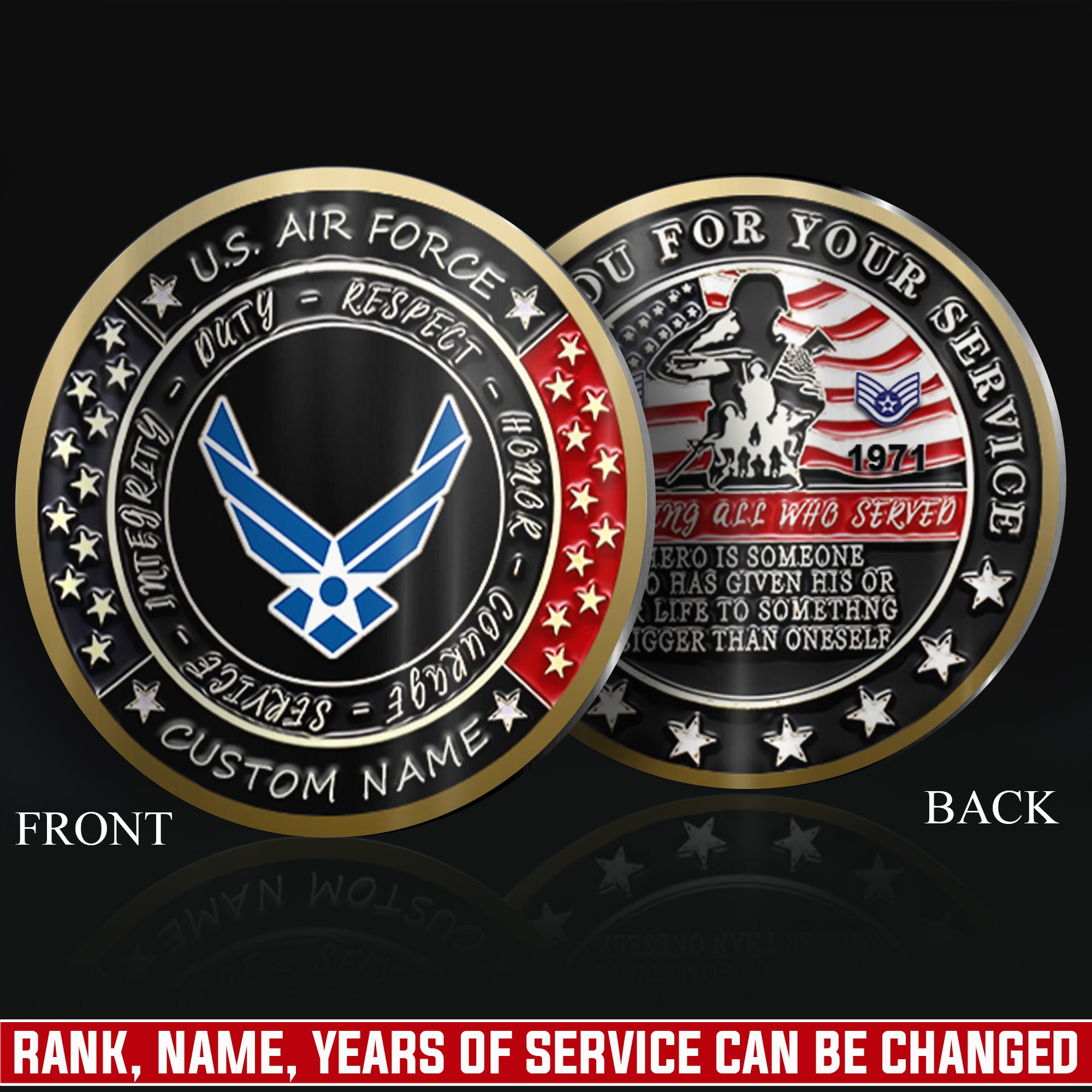 US Air Force, E 8 Air Force First Sergeant - Military Printed Challenge Coin