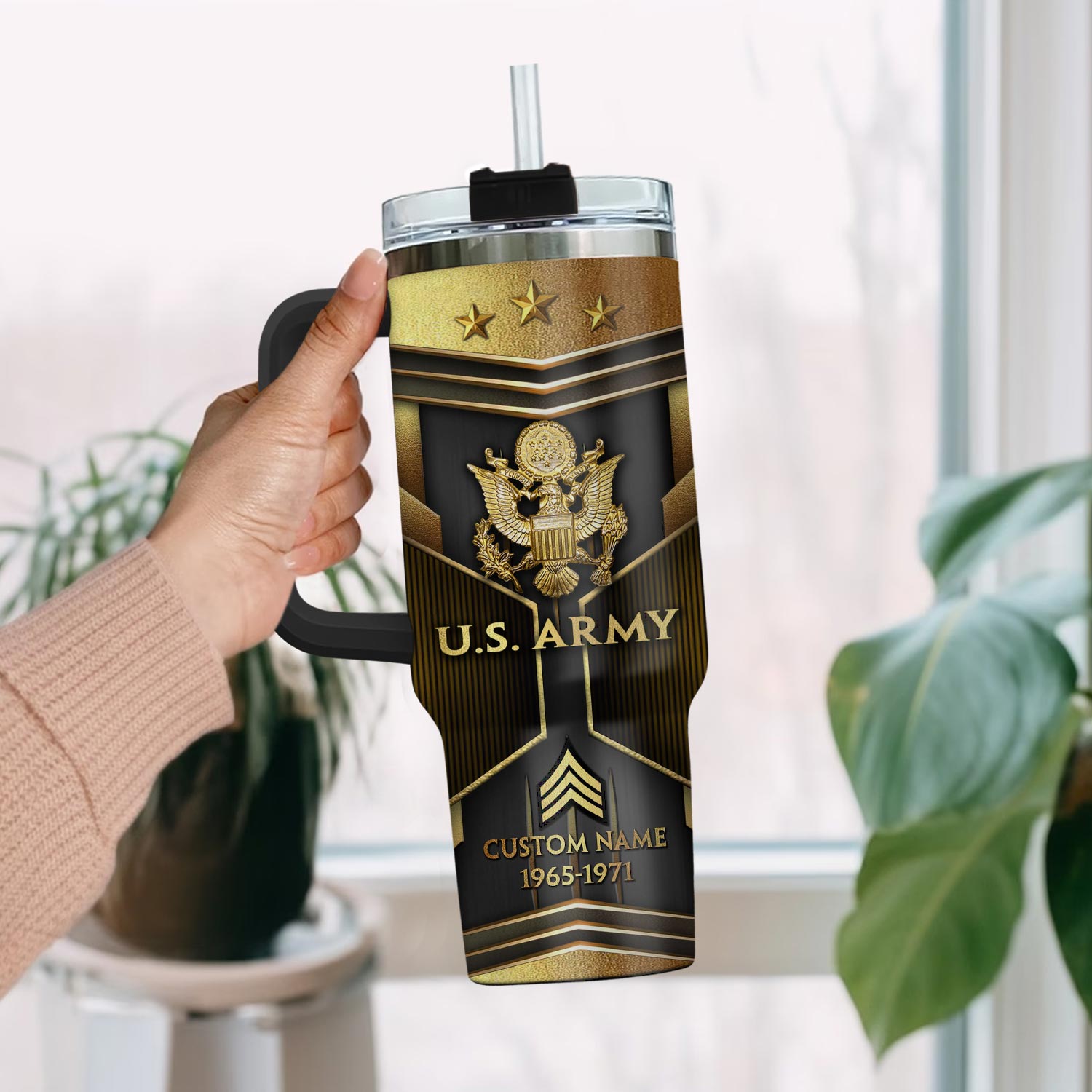 US Army, Freedom Over Fear - Stainless Steel Tumbler 40oz - Image 2