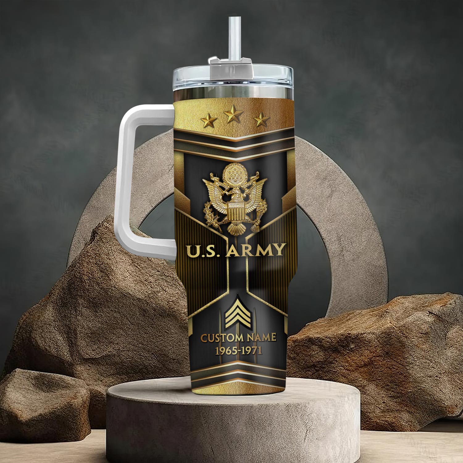 US Army, Freedom Over Fear - Stainless Steel Tumbler 40oz - Image 3