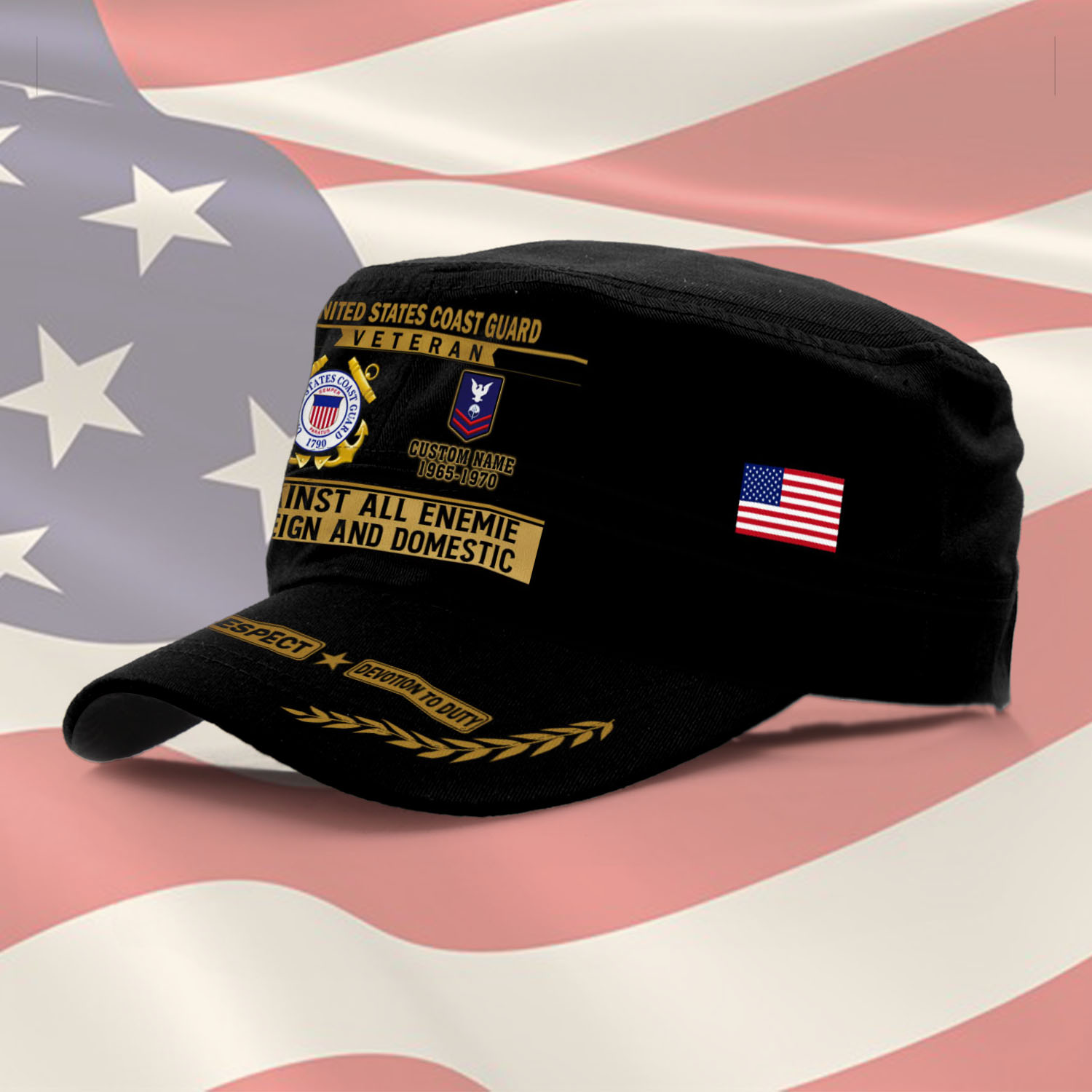 US Coast Guard, Duty, Honor, Country - Military Cap - Image 2