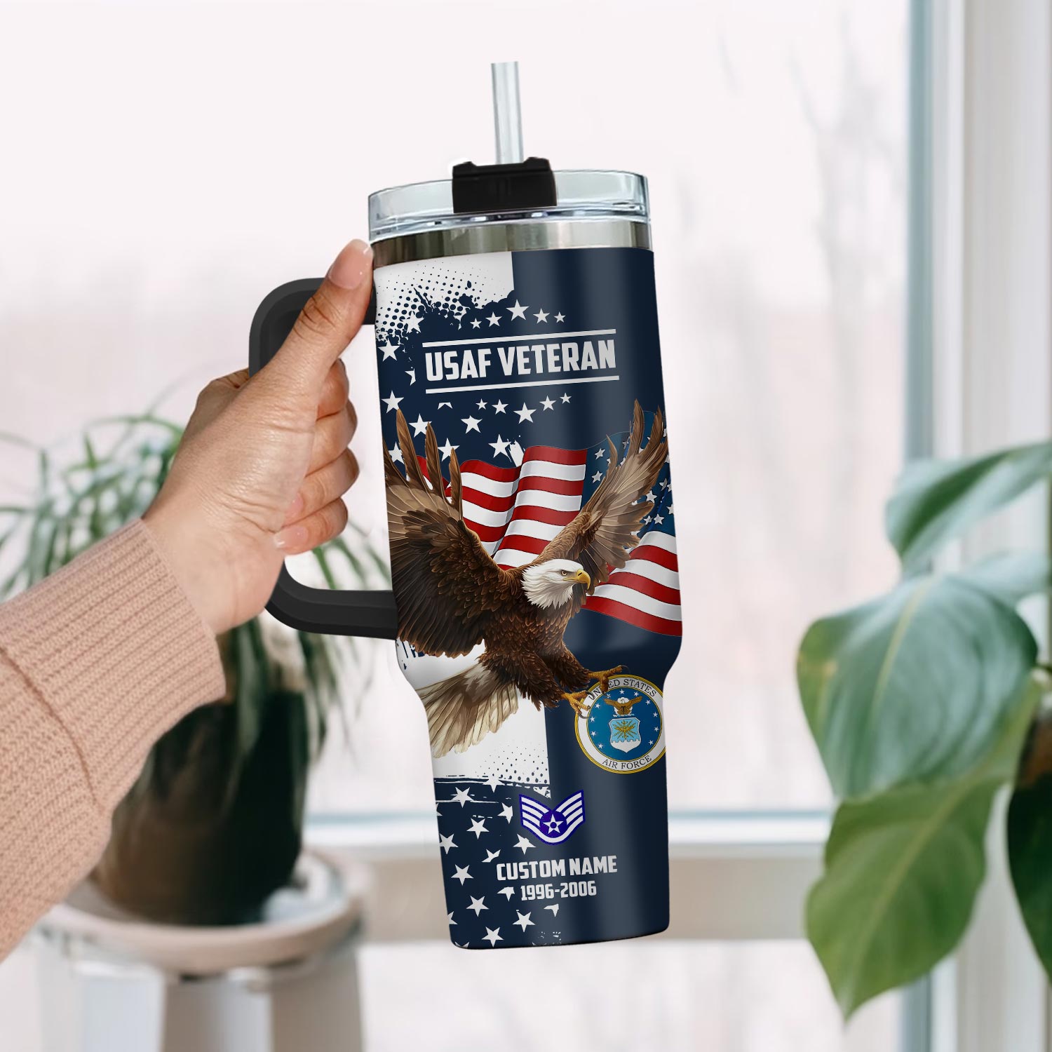 US Air Force , E 8 Air Force Senior Master Sergeant - Stainless Steel Tumbler 40oz - Image 2