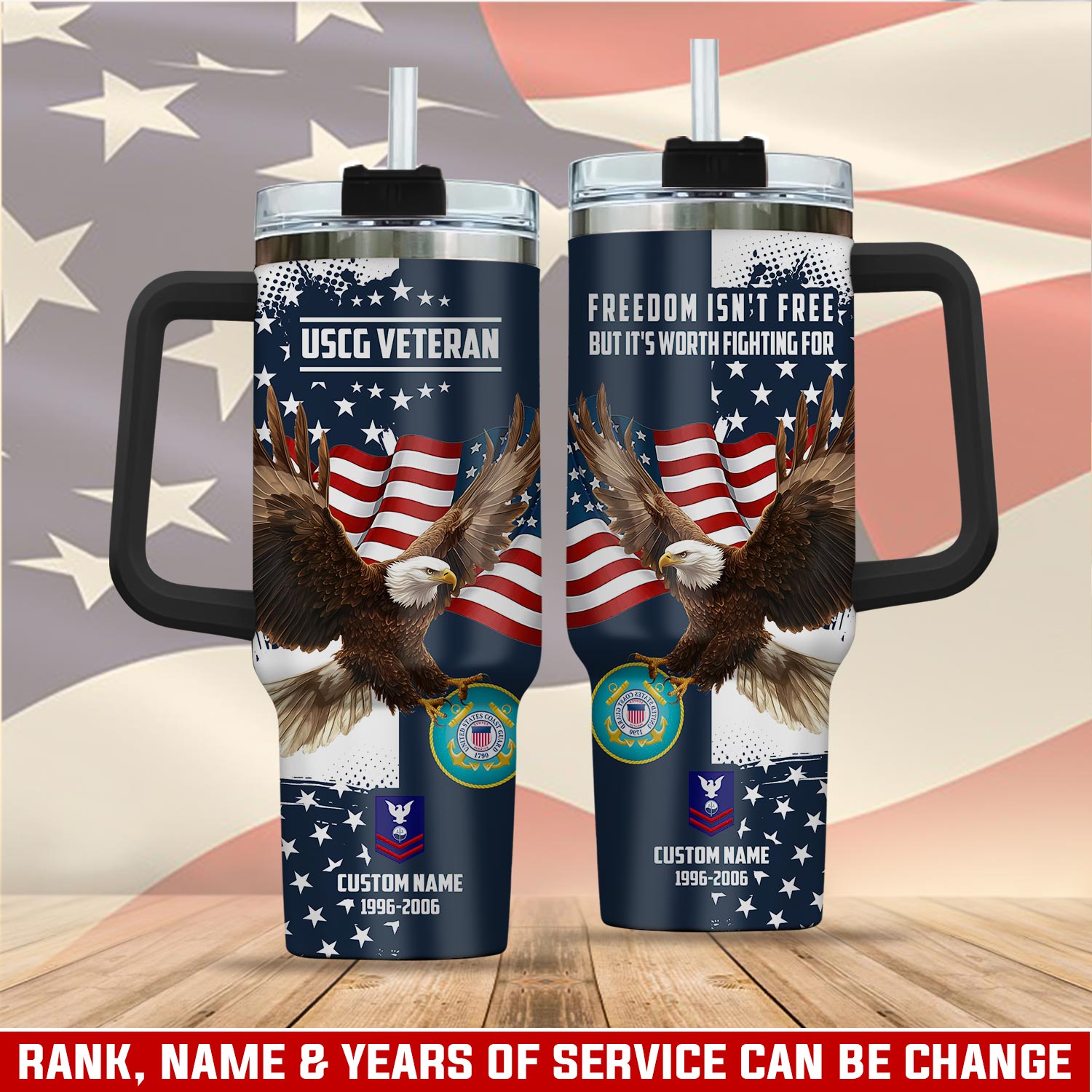 US Coast Guard, E 4 Gold - Stainless Steel Tumbler 40oz