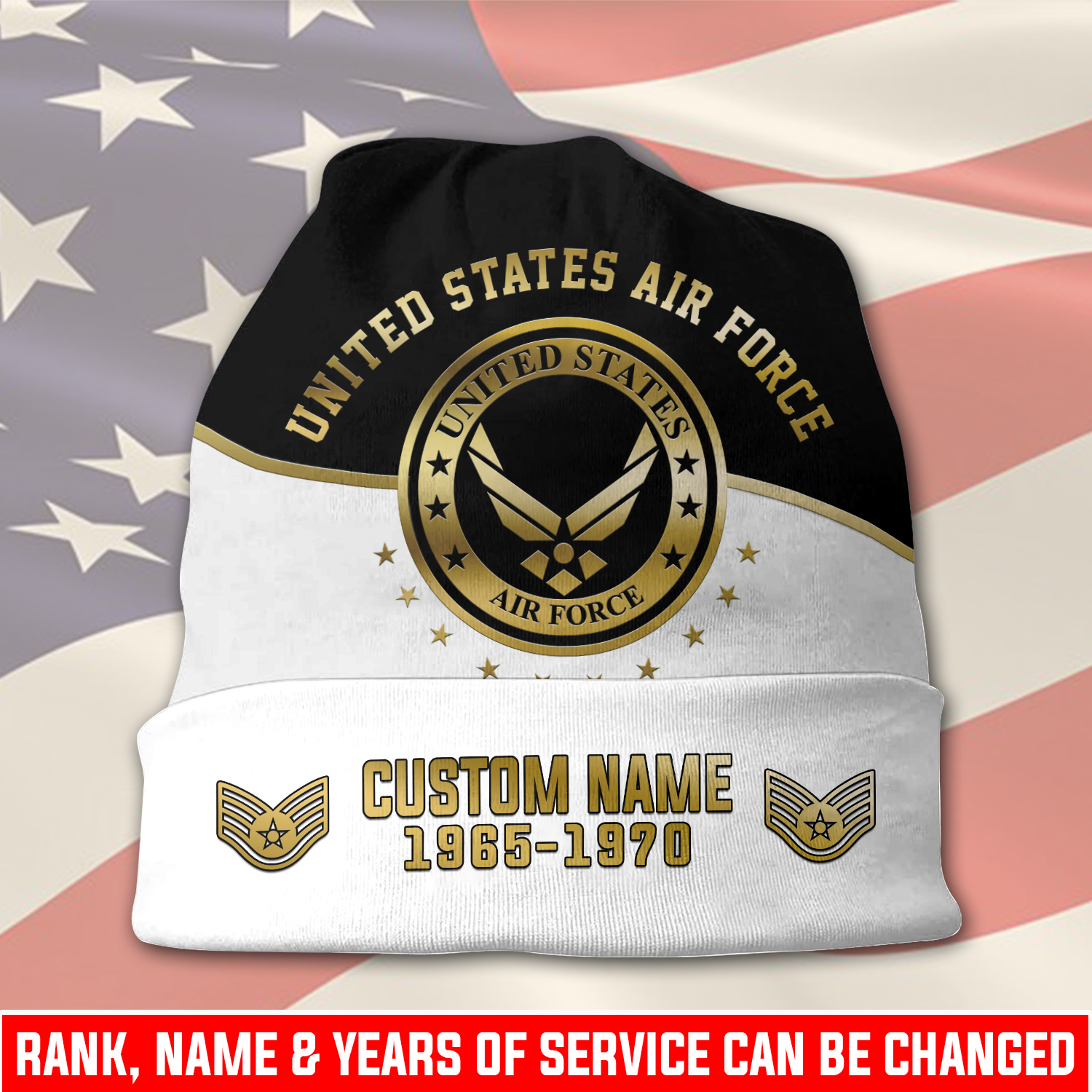 US Air Force , Land Of The Free, Because Of The Brave - Full-Printed Beanie Hat