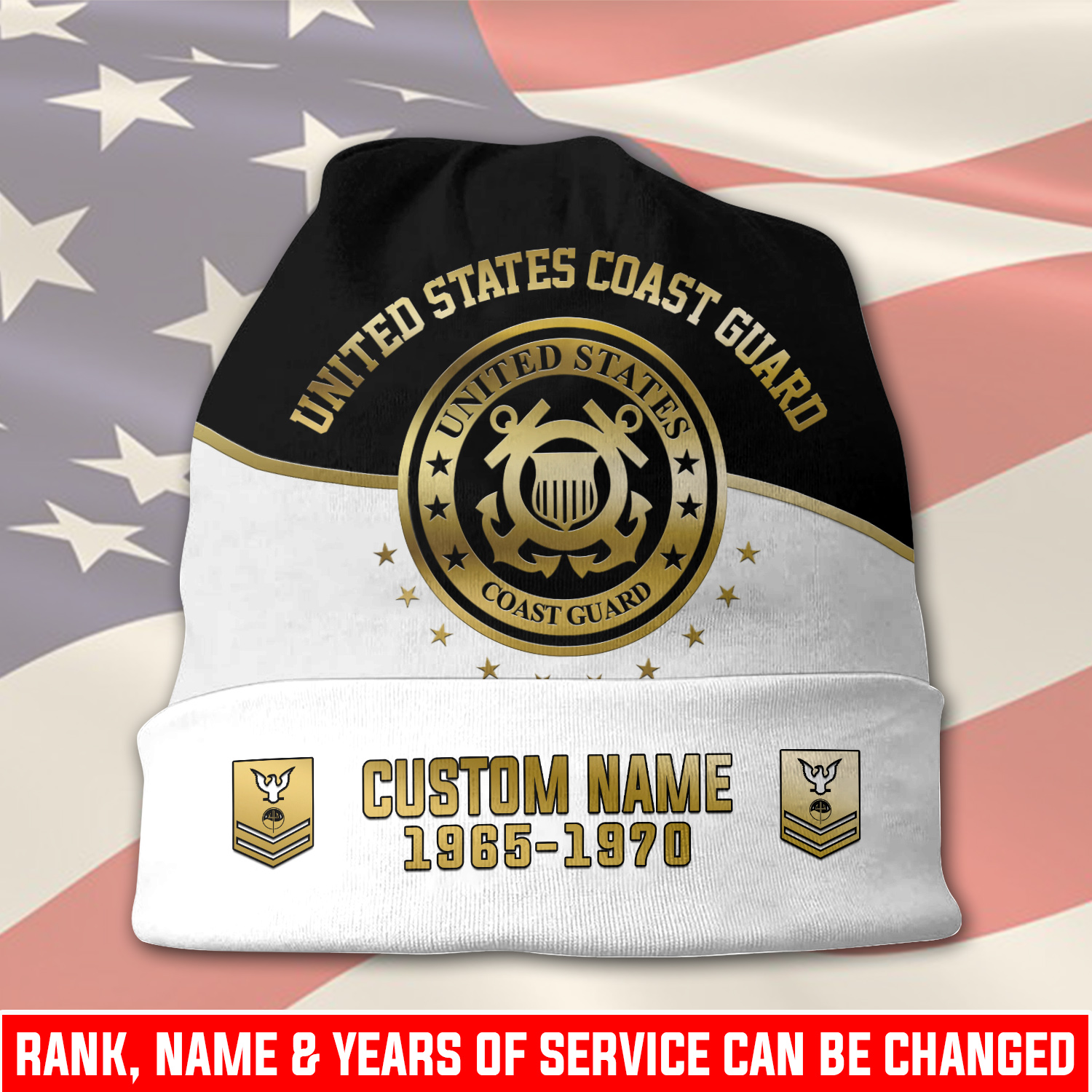 US Coast Guard, Proud Veteran - Full-Printed Beanie Hat