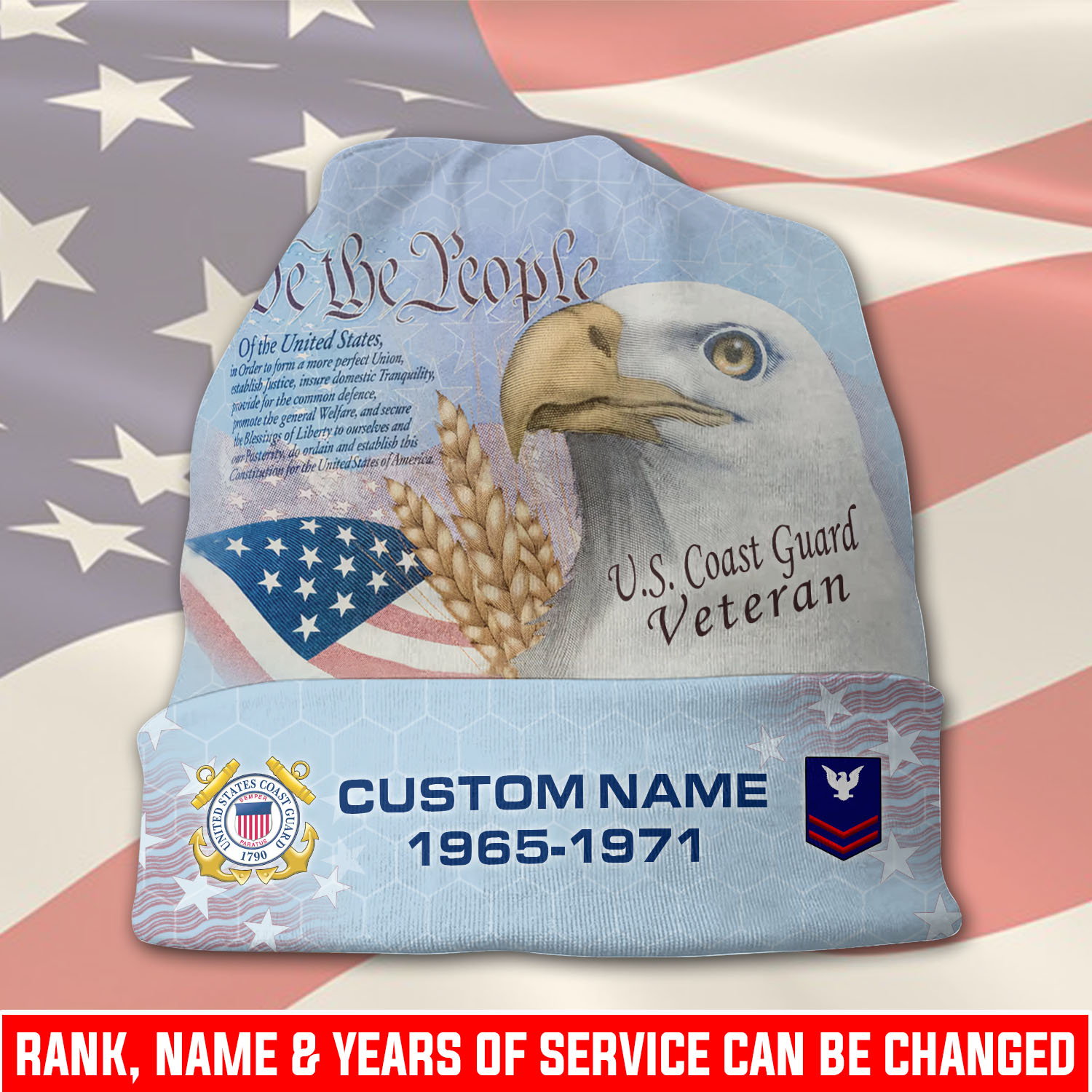 US Coast Guard, Once A Coastie, Always A Coastie - Full-Printed Beanie Hat