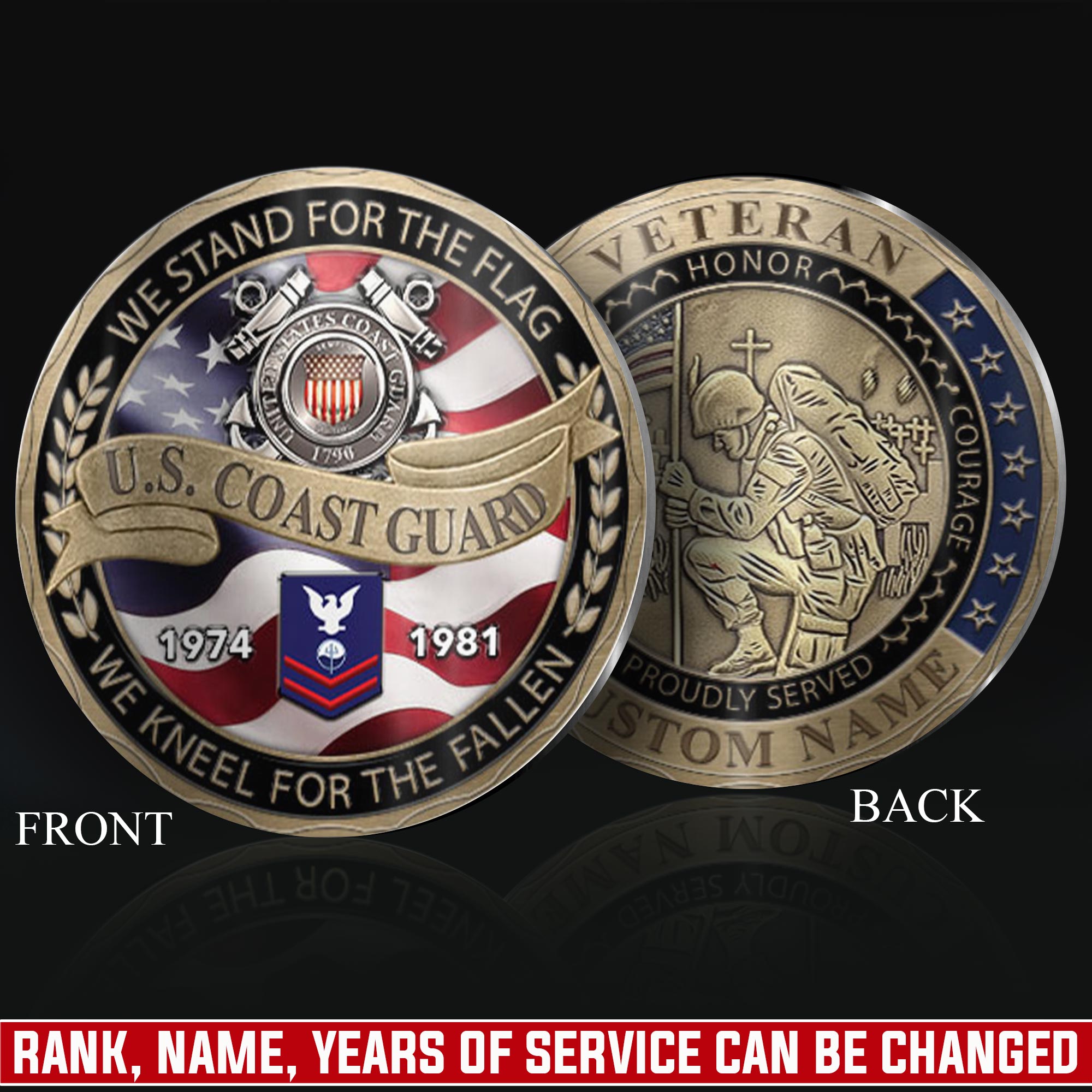 US Coast Guard, Served With Pride - Military Printed Challenge Coin