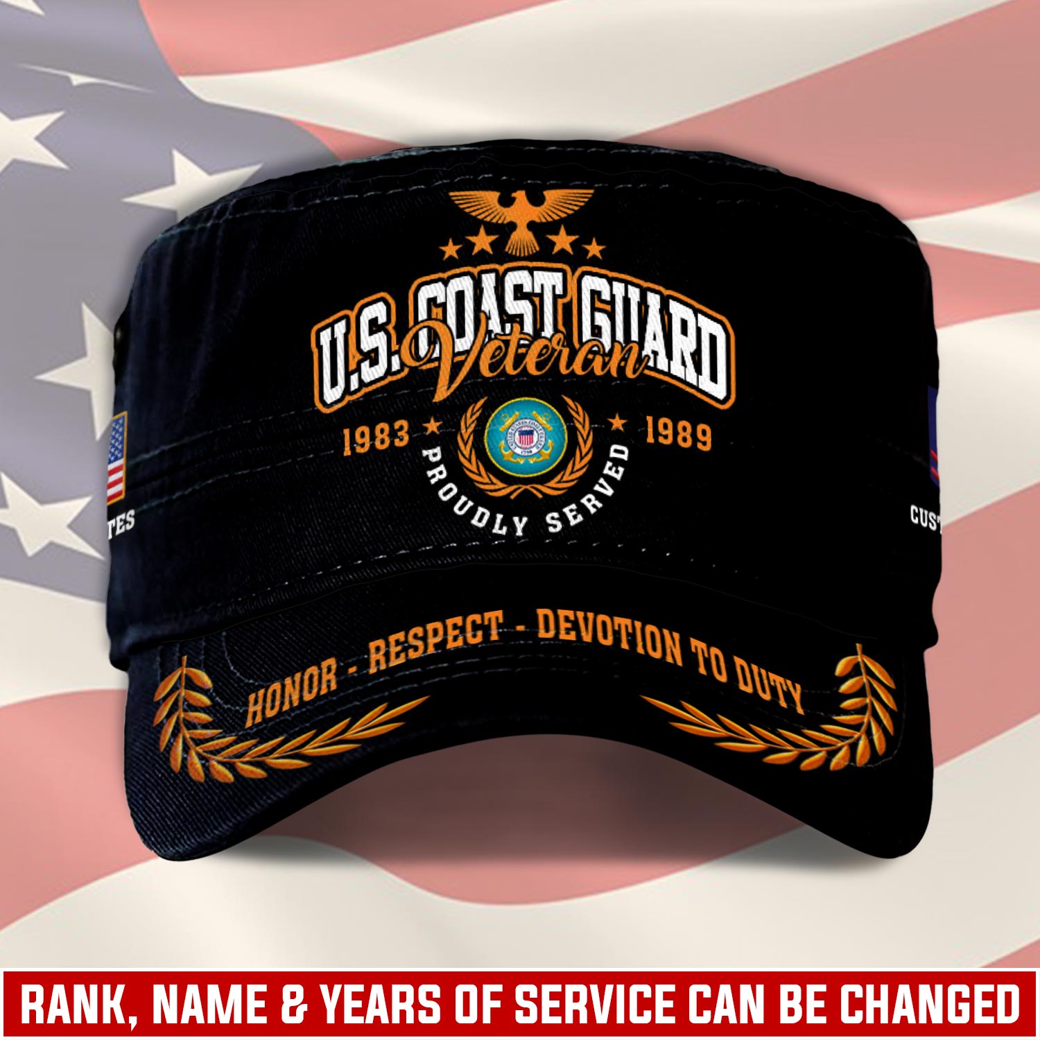US Coast Guard, E 8 Gold - Military Cap