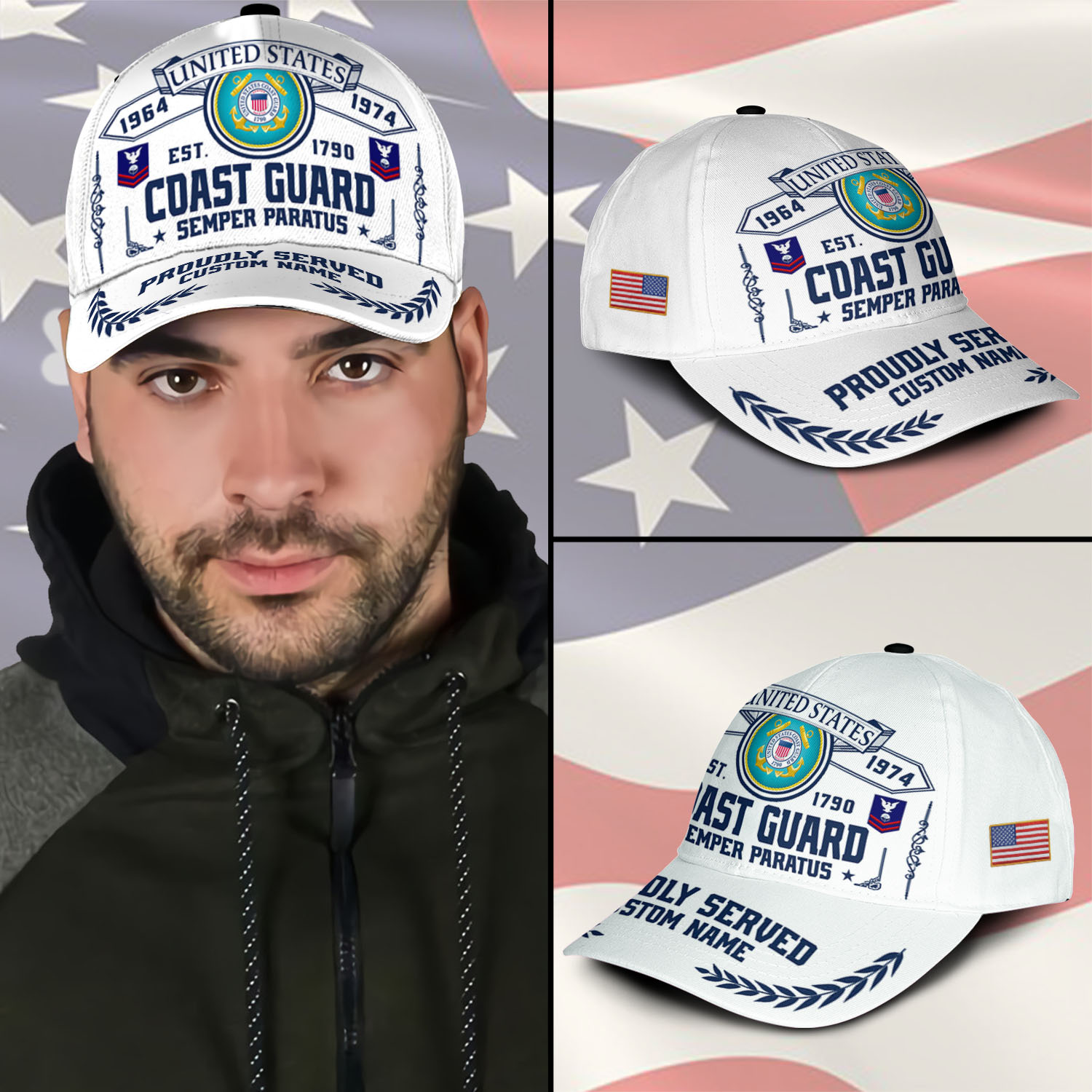 US Coast Guard, E 4 Gold - Classic Cap - Image 3