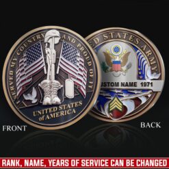 US Army, Duty, Honor, Country - Military Printed Challenge Coin