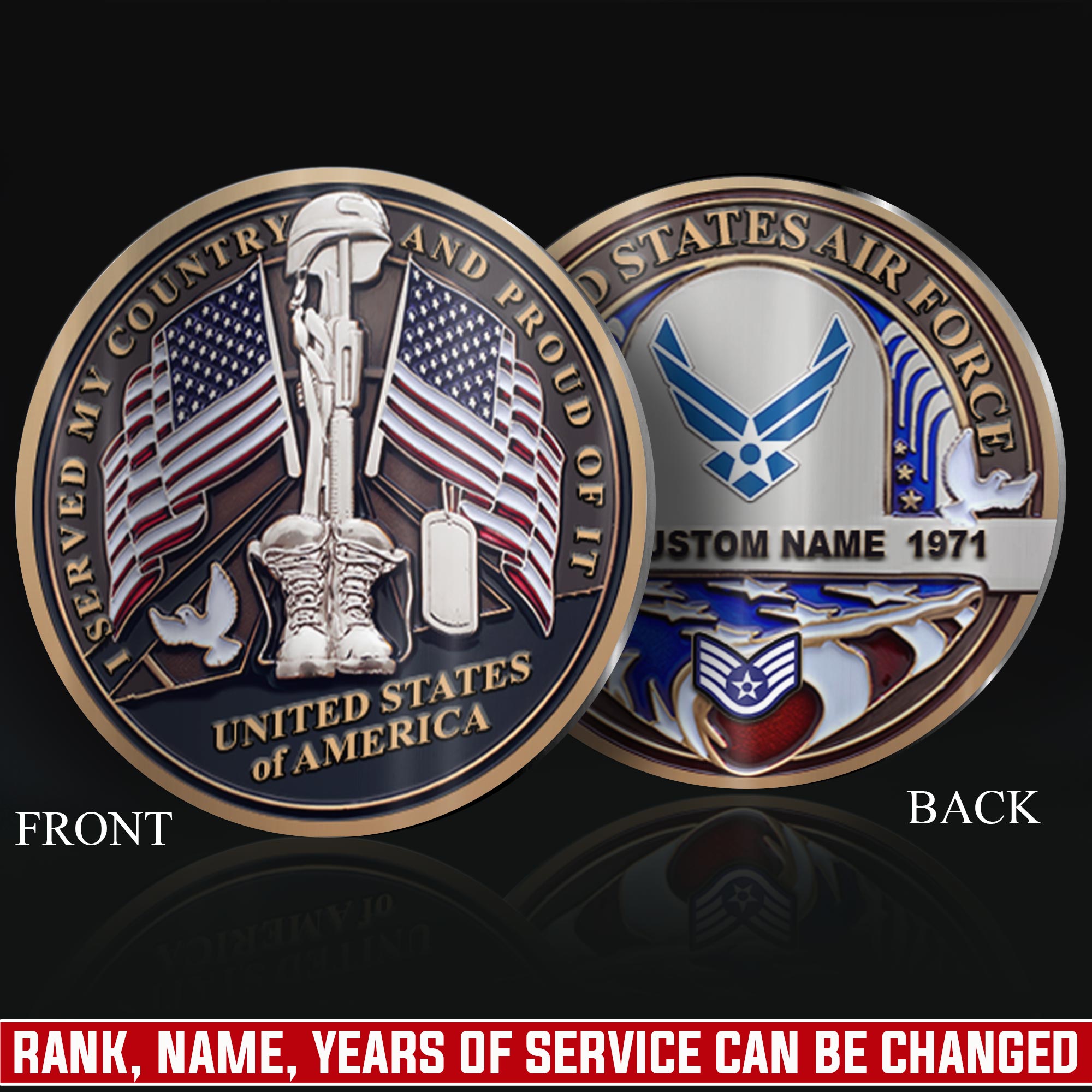 US Air Force, Life And Pride - Military Printed Challenge Coin