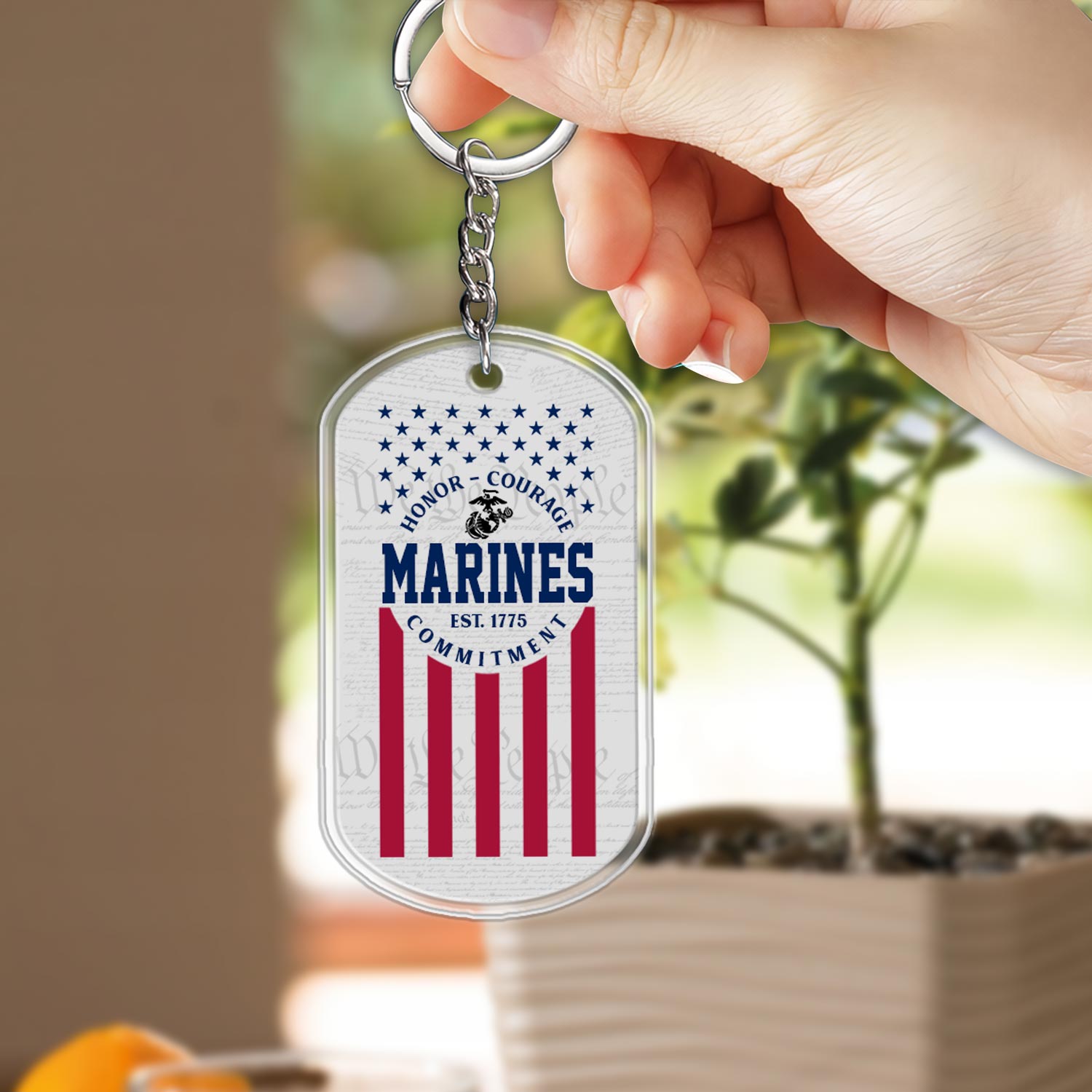 US Marine Corps, E 2 Marines Private First Class - Acrylic Keychain - Image 2