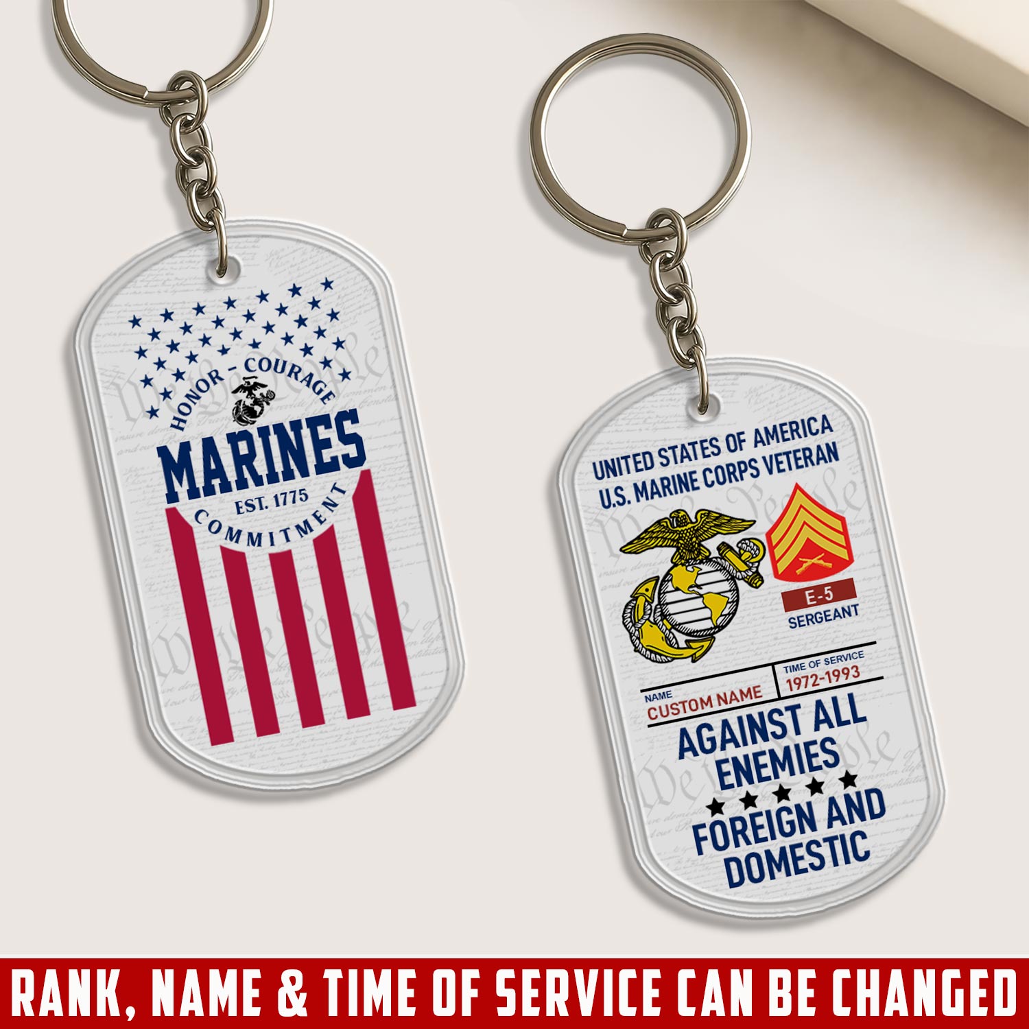 US Marine Corps, E 2 Marines Private First Class - Acrylic Keychain