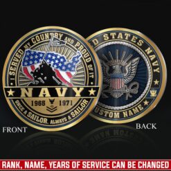 US Navy, Freedom Over Fear - Military Printed Challenge Coin