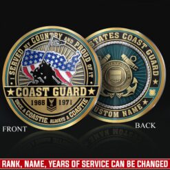 US Coast Guard, E 5 Red - Military Printed Challenge Coin