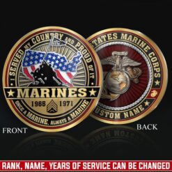 US Marine Corps, E 2 Marines Private First Class - Military Printed Challenge Coin