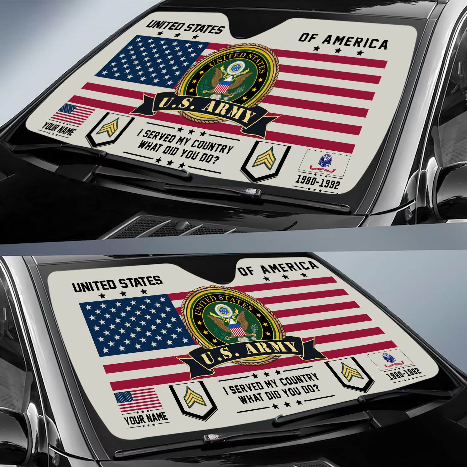 US Army, Proud Veteran - Car Sun Shade - Image 2