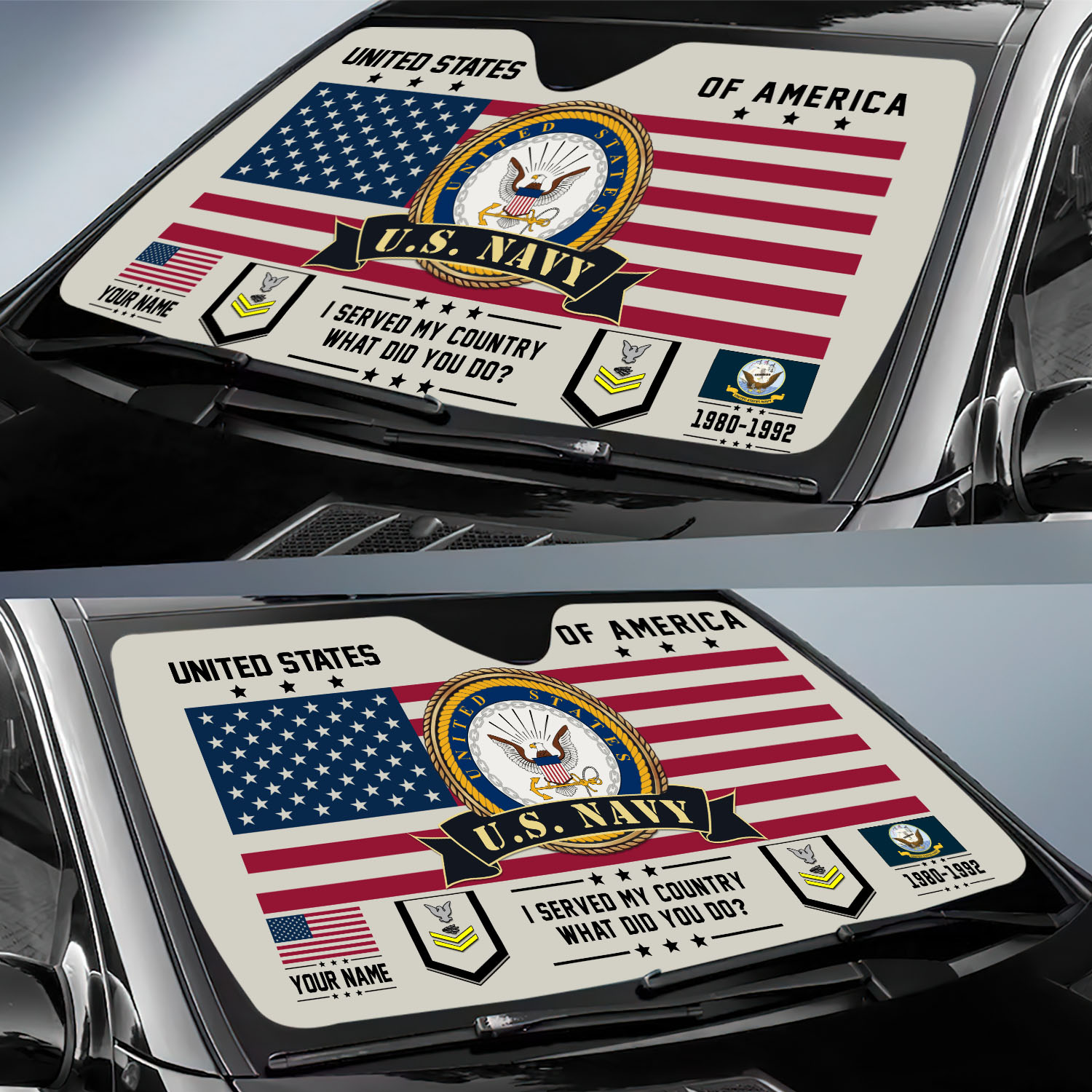 US Navy, No One Fights Alone - Car Sun Shade - Image 2