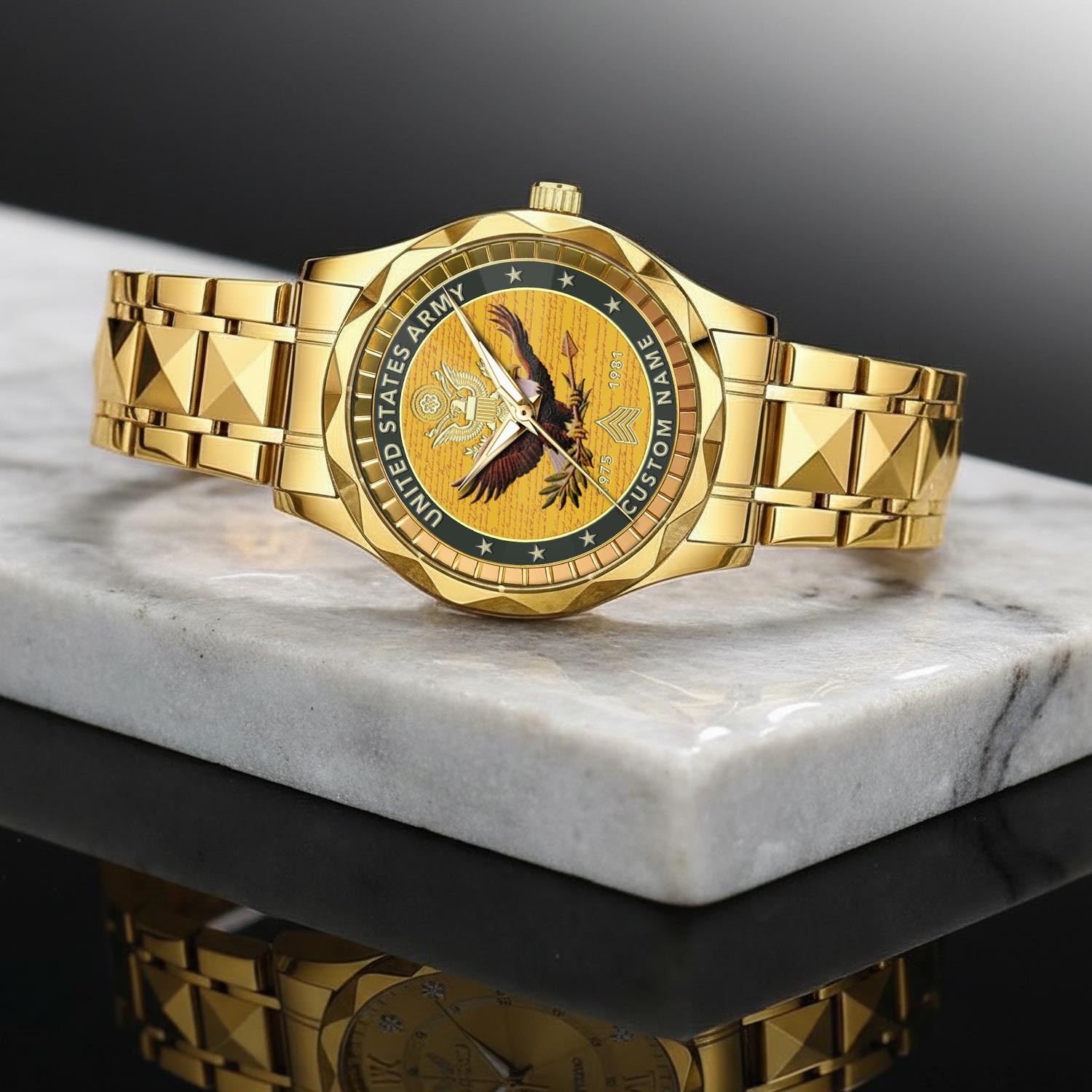 US Army, O 5 Army Lieutenant Colonel - Diamond-Cut Bezel Watch - Image 2