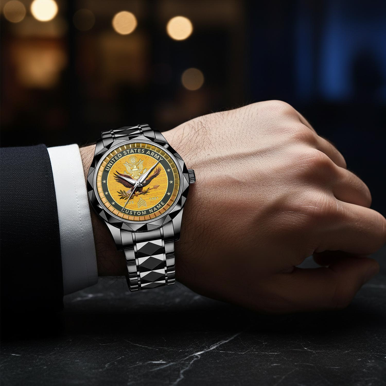 US Army, O 5 Army Lieutenant Colonel - Diamond-Cut Bezel Watch - Image 8