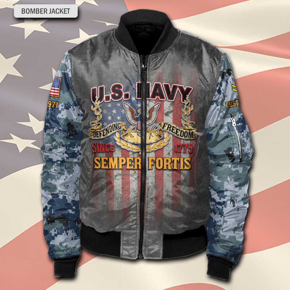 US Navy, By Sea, Air and Land - Bomber Jacket - Image 2