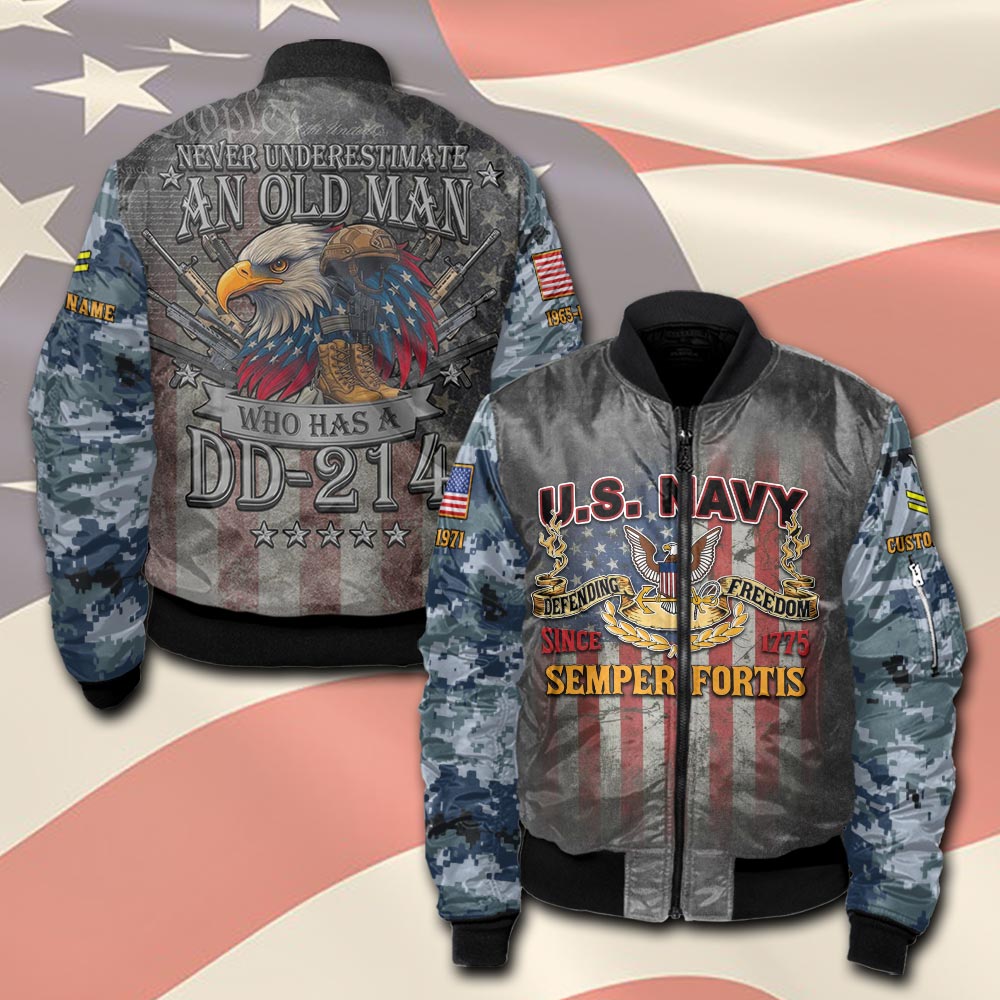 US Navy, By Sea, Air and Land - Bomber Jacket
