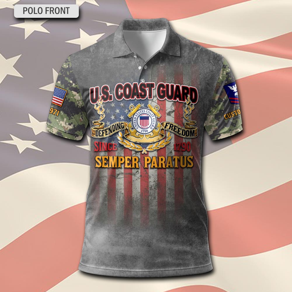 US Coast Guard, E 6 Red - Polo Shirt - Image 2