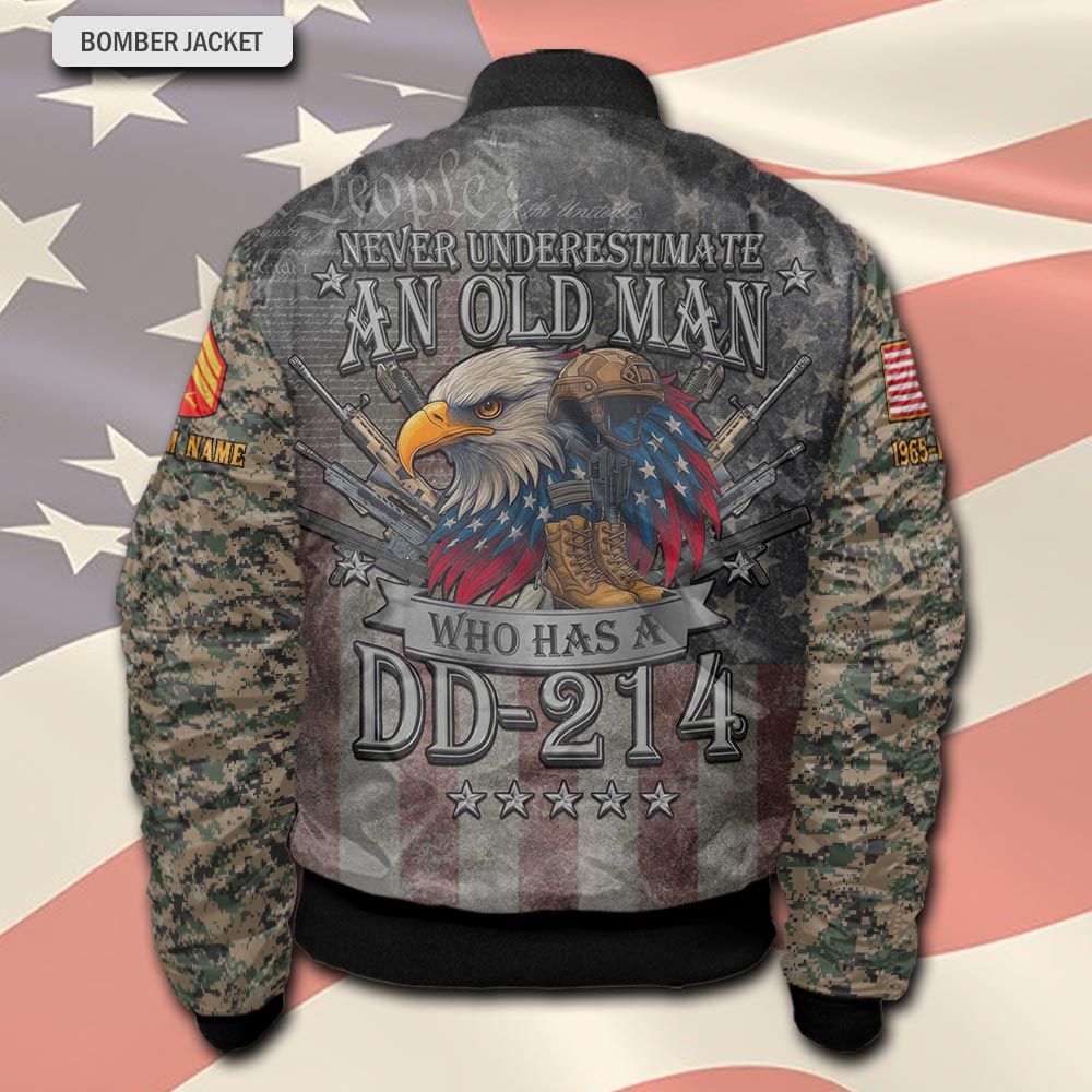 US Marine Corps, Proud Veteran - Bomber Jacket - Image 3