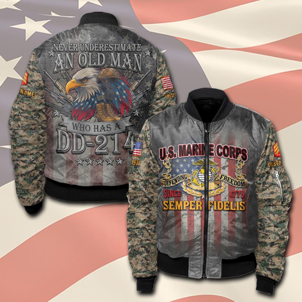 US Marine Corps, Proud Veteran - Bomber Jacket