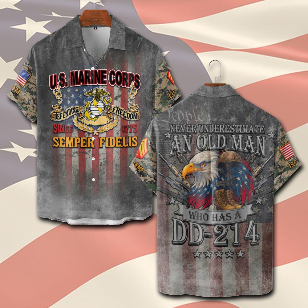 US Marine Corps, The Devil Dogs - Short Sleeve Button Shirt