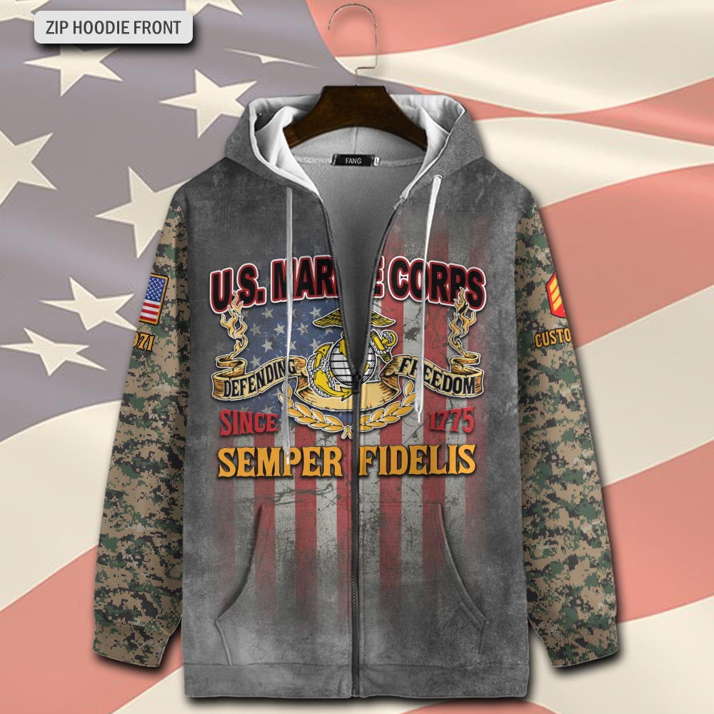 US Marine Corps, Once A Marine, Always A Marine - Zip Hoodie - Image 2