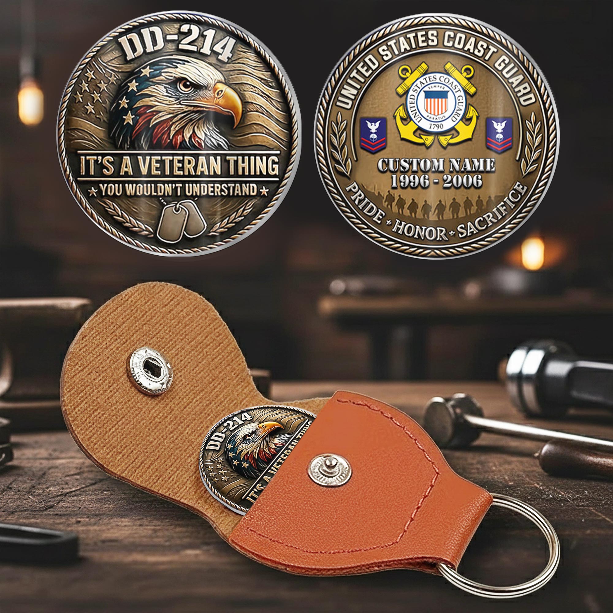 US Coast Guard, Once A Coastie, Always A Coastie - Military Printed Challenge Coin - Image 2