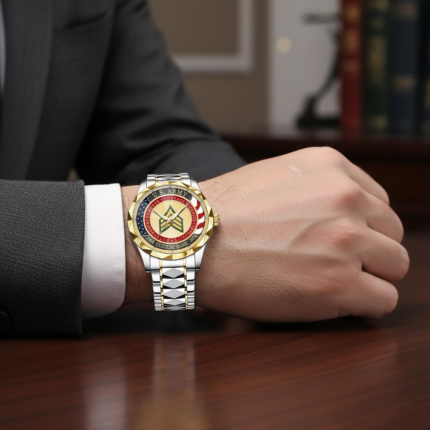 US Army, E 3 Army Private First Class - Diamond-Cut Bezel Watch - Image 7