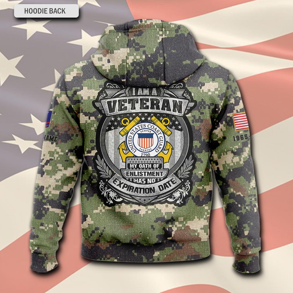 US Coast Guard, American By Birth, Veteran By Choice - Hoodie - Image 3