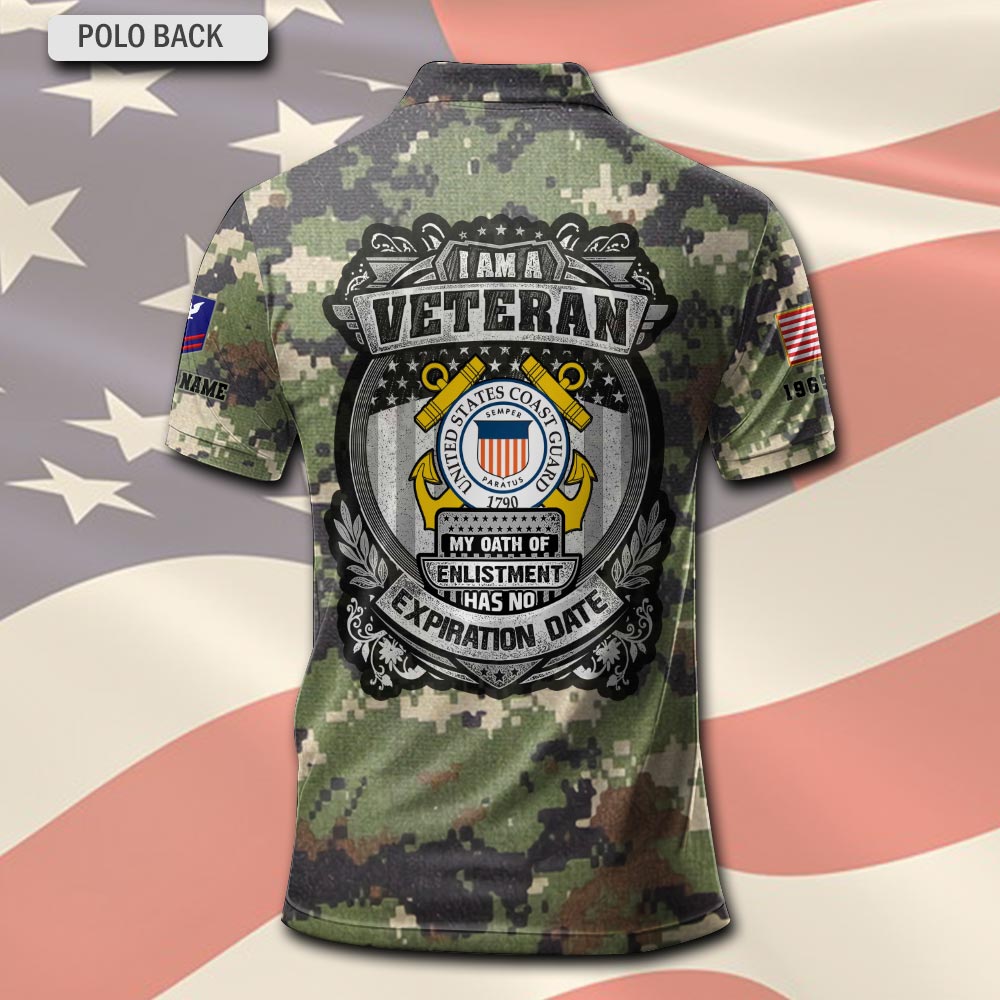 US Coast Guard, Remember - Honor - Respect - Polo Shirt - Image 3