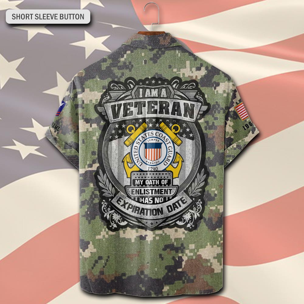 US Coast Guard, E 6 Red - Short Sleeve Button Shirt - Image 3