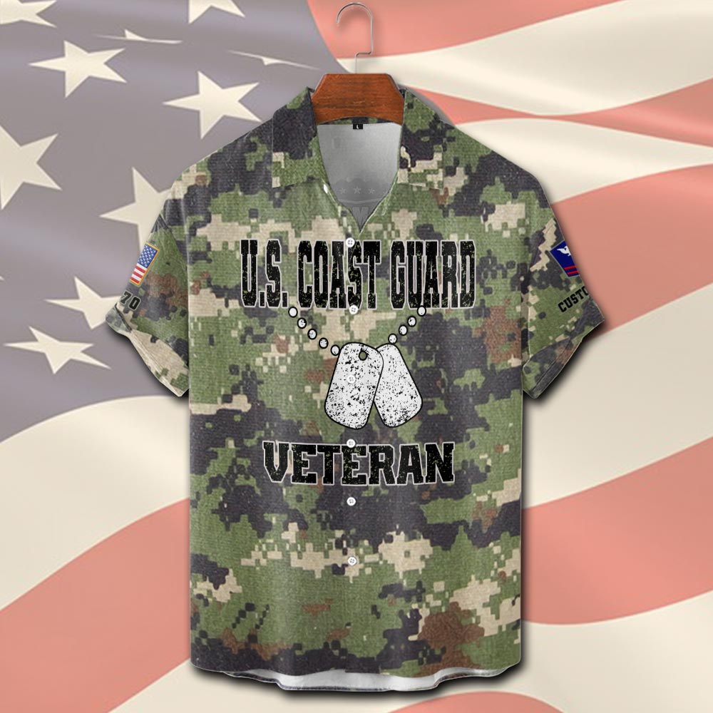 US Coast Guard, E 6 Red - Short Sleeve Button Shirt - Image 2