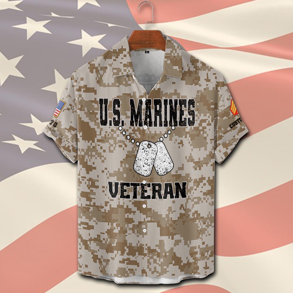US Marine Corps, Honoring All Who Served - Short Sleeve Button Shirt - Image 2