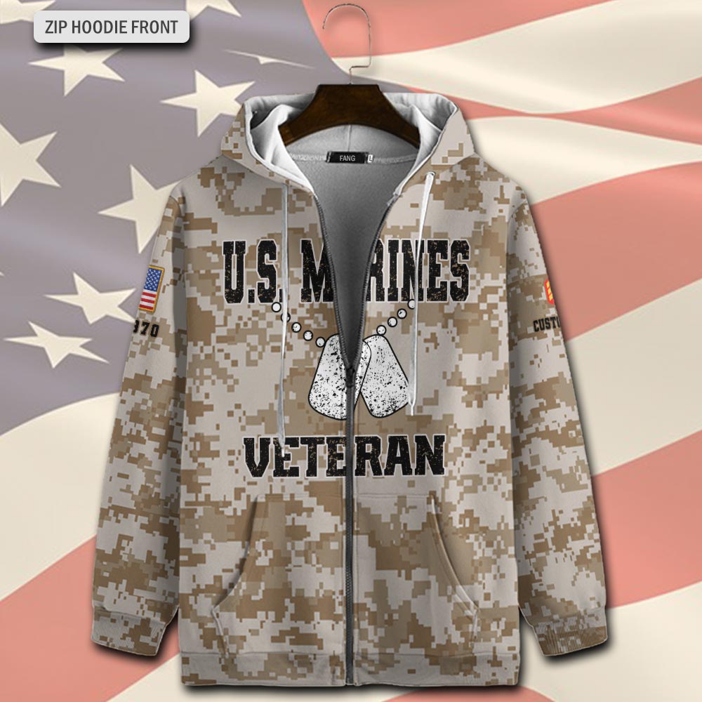 US Marine Corps, Never Retreat, Never Surrender - Zip Hoodie - Image 2