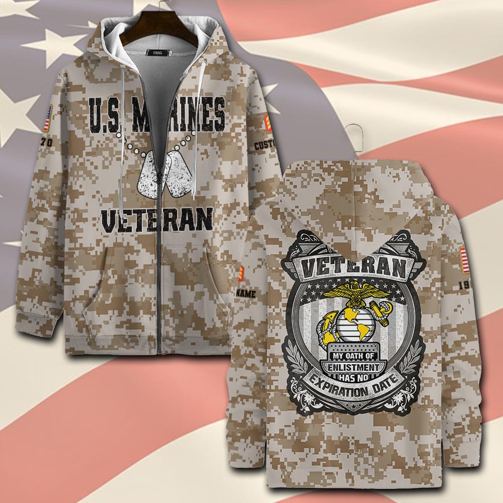 US Marine Corps, Never Retreat, Never Surrender - Zip Hoodie