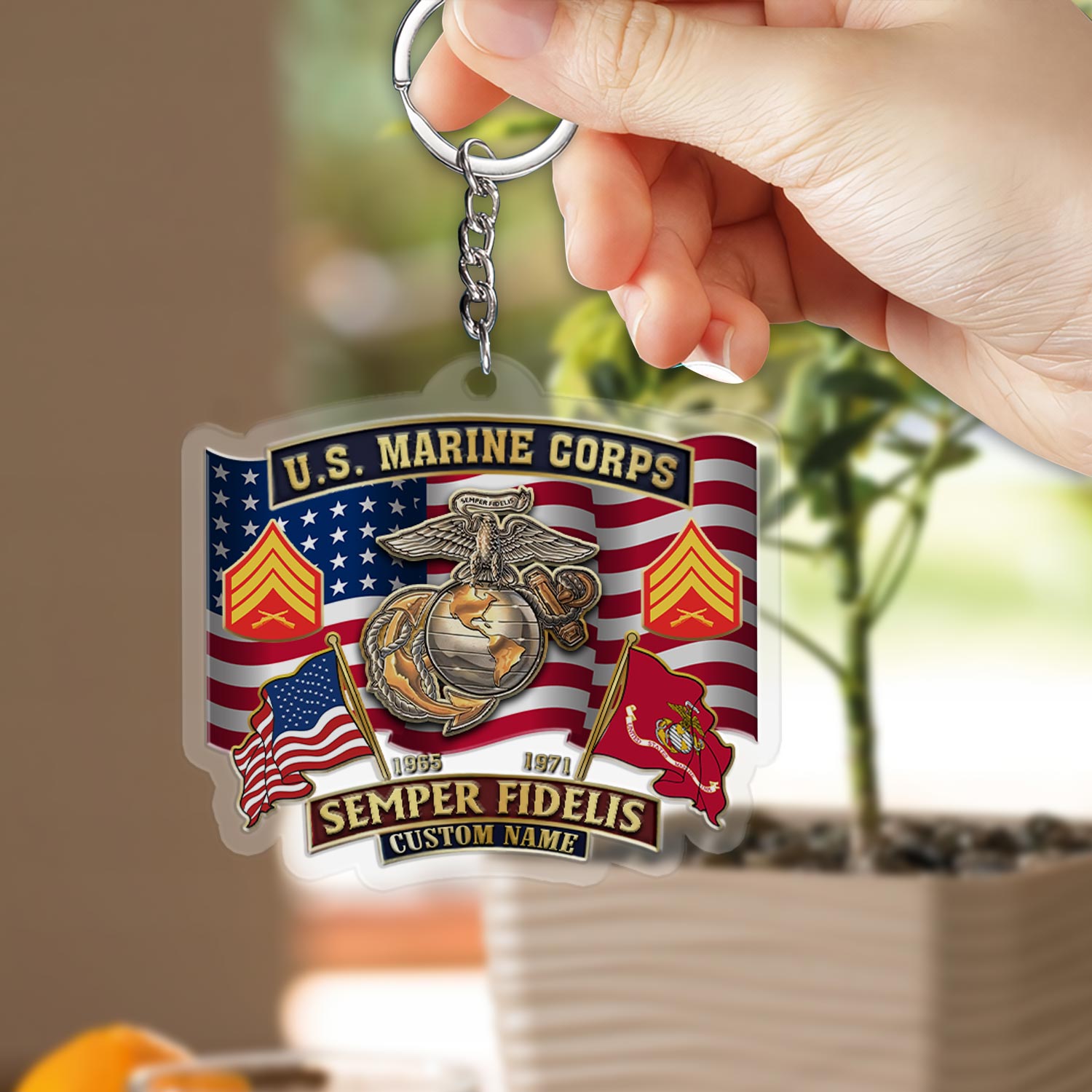 US Marine Corps, E 8 Marines Master Sergeant - Acrylic Keychain - Image 2