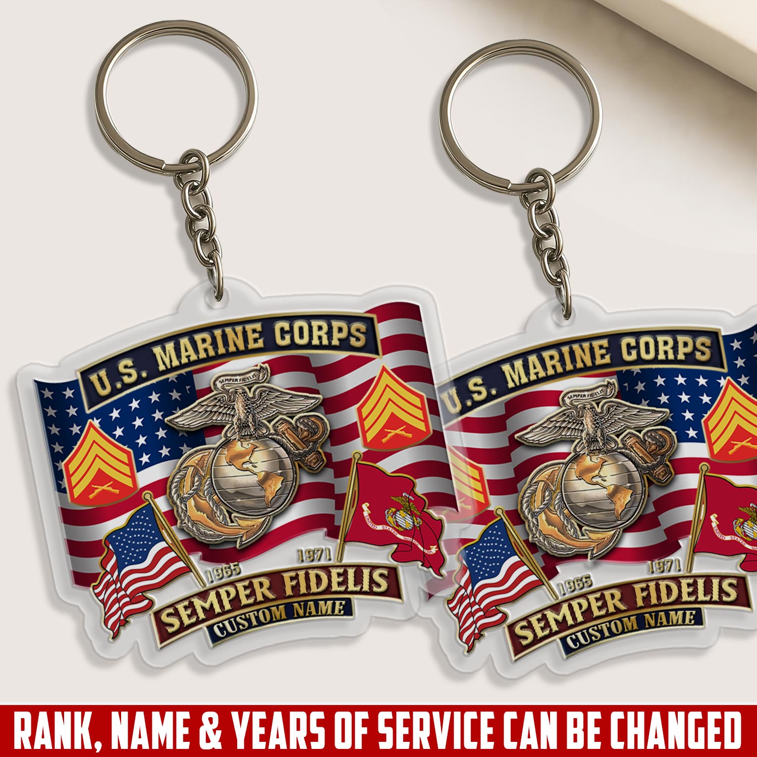 US Marine Corps, E 8 Marines Master Sergeant - Acrylic Keychain