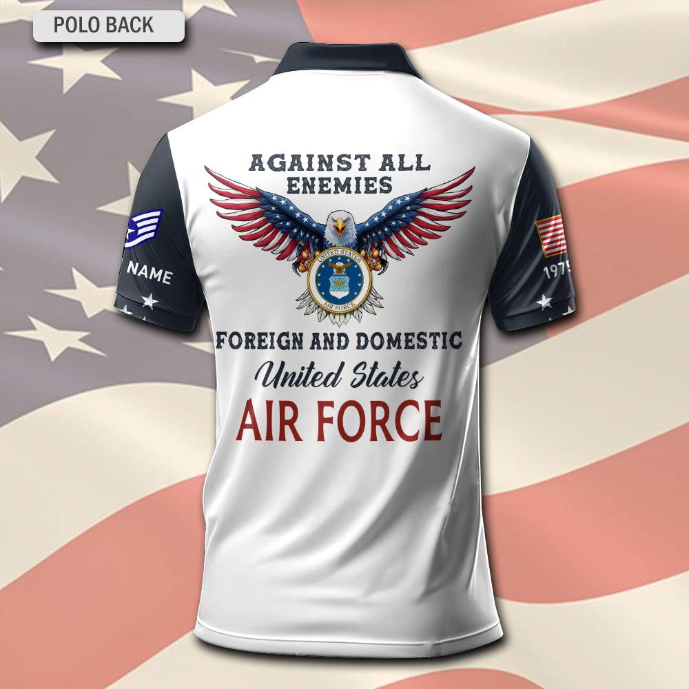 US Air Force , Land Of The Free, Because Of The Brave - Polo Shirt - Image 3