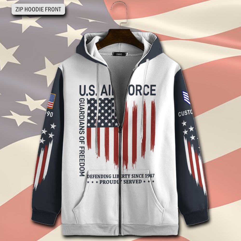 US Air Force , Land Of The Free, Because Of The Brave - Zip Hoodie - Image 2