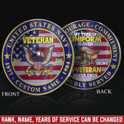 US Navy, E 3 Red - Military Printed Challenge Coin