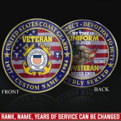 US Coast Guard, E 4 Gold - Military Printed Challenge Coin