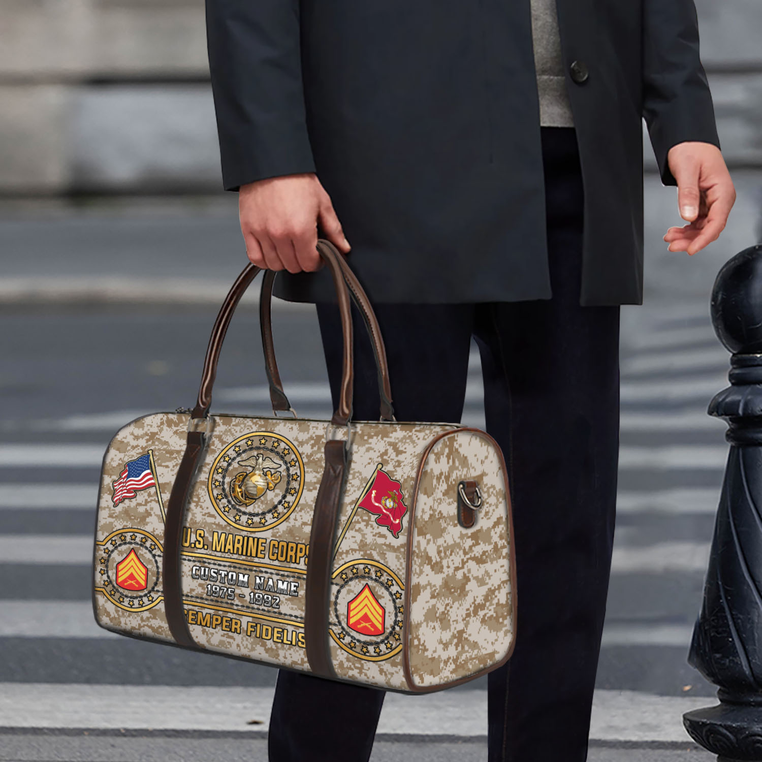 US Marine Corps, Proud Veteran - Travel Bag - Size S: 18 x 8.6 x 10.2 inches - Image 4